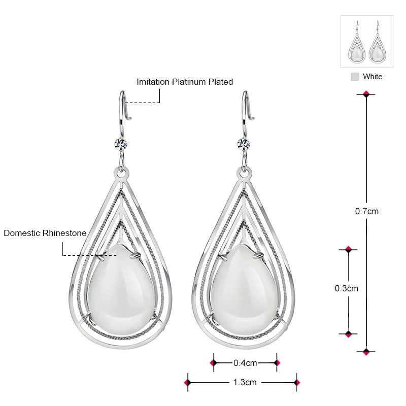 Серьги-подвески Neoglory с белыми стеклянными стразами женские Винтажные Ювелирные