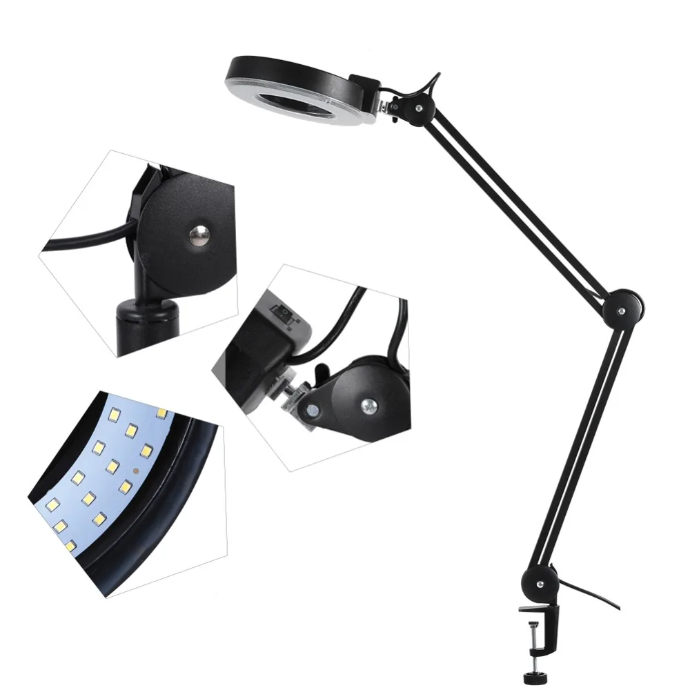 Профессиональный светильник ing 110V 5X увеличительное светодиодный Настольная Лупа