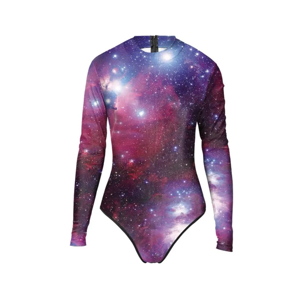 Женский сексуальный купальник с длинным рукавом Galaxy Starry Night Paly Цельный 3D принтом