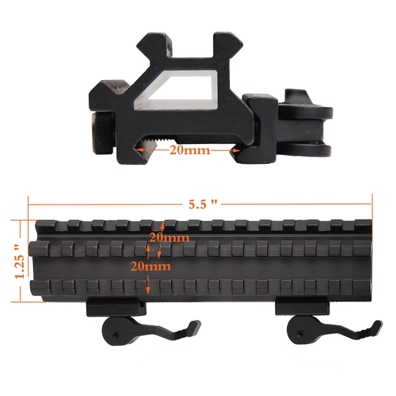 Airsoft QD быстросъемный двойной рельс Крепление Weaver Picatinny Угловое крепление для