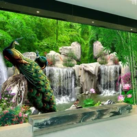 3d wall mural natural scenery wallpaper landscape bamboo forest falls peacock bedding room 3d non woven wall paper tv background