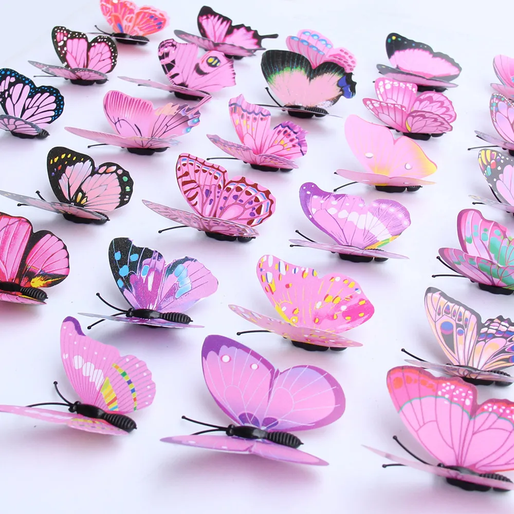 3D DIY Decal Wall Stickers Home Decor Rainbow Butterfly Room Walls Doors Closets Plastic Metal Tiles Fridges | Дом и сад