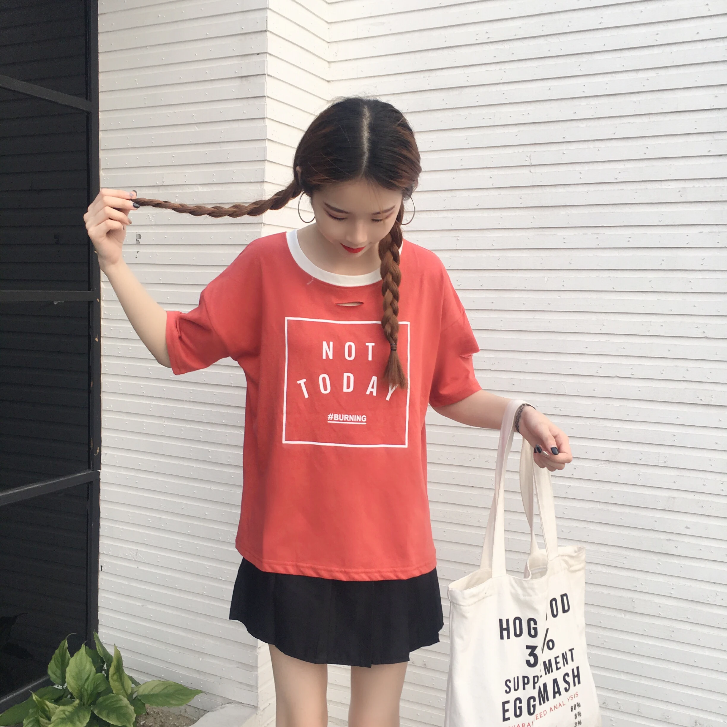 2017 корейский стиль с надписью универсальные Свободные повседневные женские