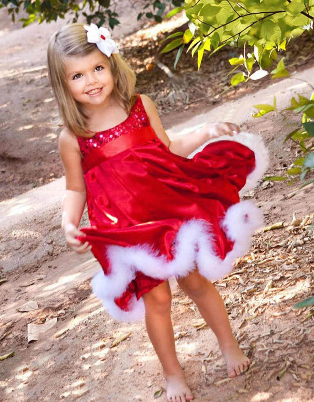 Princess Sequin Flower Christmas Dress Red Paillette Pageant Wedding Banquet Prom Formal Party Kids Dresses For Girls Clothes | Детская
