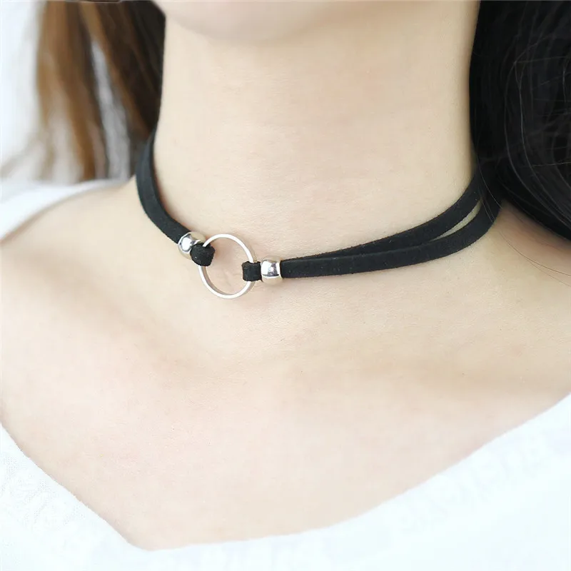 Панк Мода Очарование Все Матч Ключицы Цепи Черный Бархатный Воротник Строка
