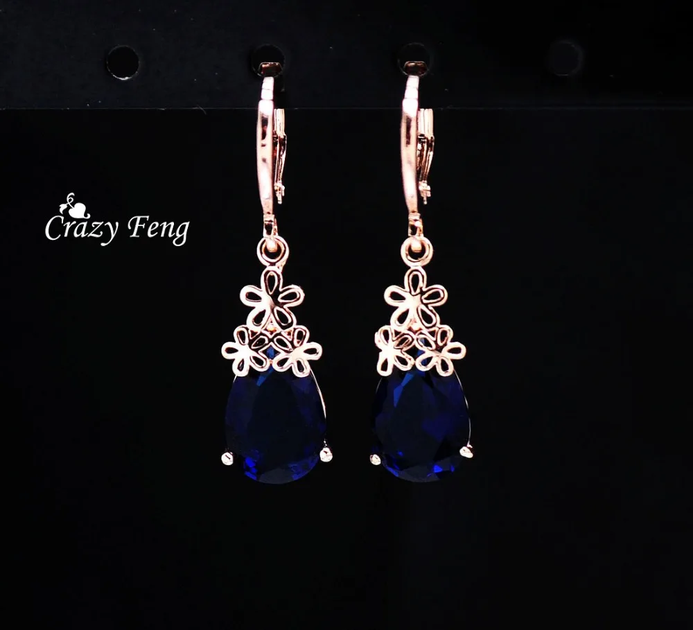 Crazy Feng (Лея фенг) в виде капли воды серьги для женщин/Одежда девочек розового