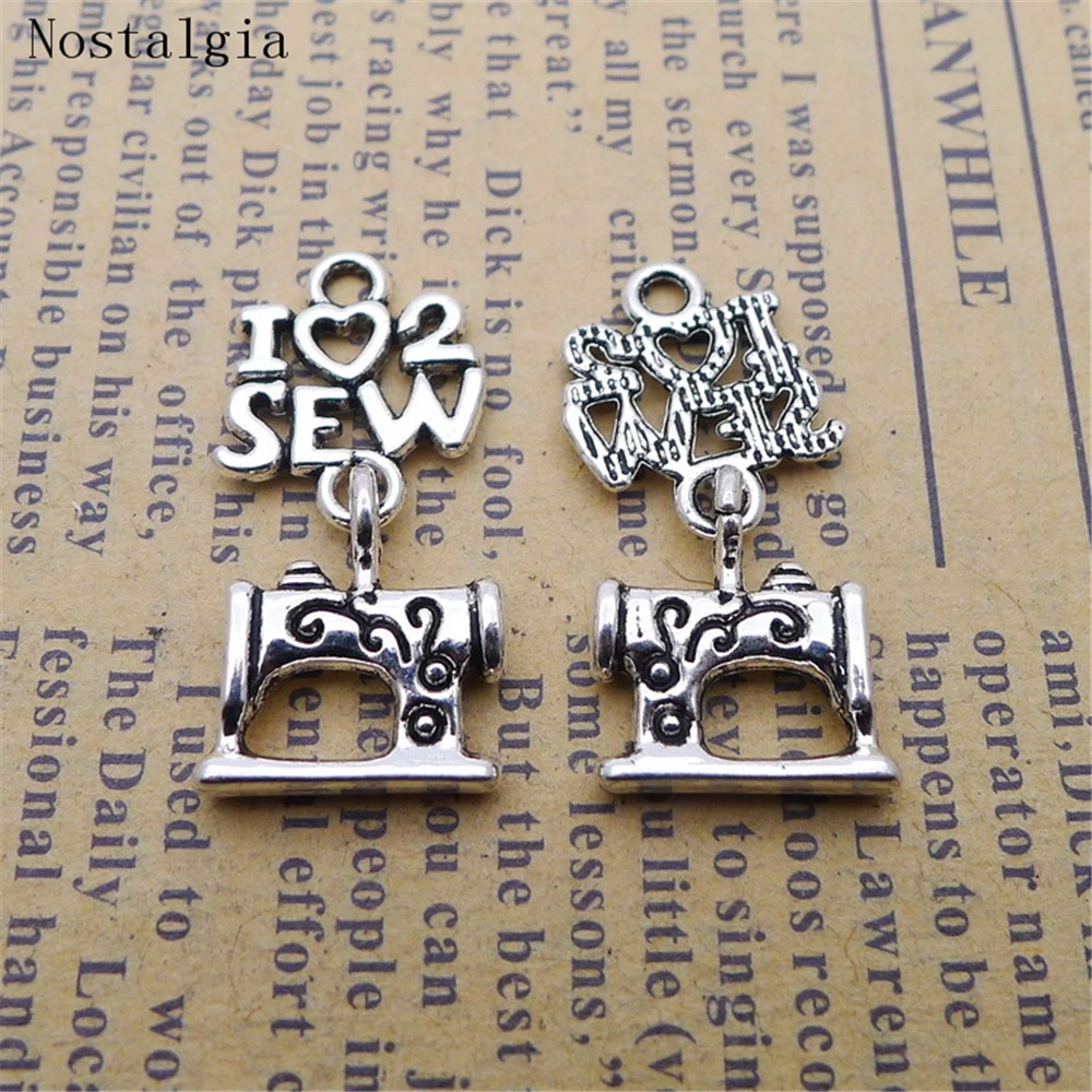 10 шт. тибетские серебряные подвески с надписью I Love To Sew для ожерелья браслета