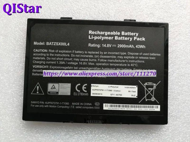 Оригинальный аккумулятор QIStar 14 8 в 43Wh BATZSX00L4 4UPF673791-1-T1060 для ноутбука Motion R12 R0012