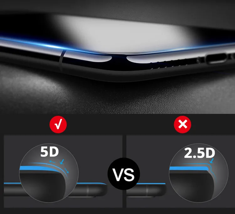 5D закаленное стекло для iPhone 6 стекло 6s плюс изогнутый край Полное покрытие Защитная пленка для экрана для iPhone 7, 7plus 8 8 Plus X стекло