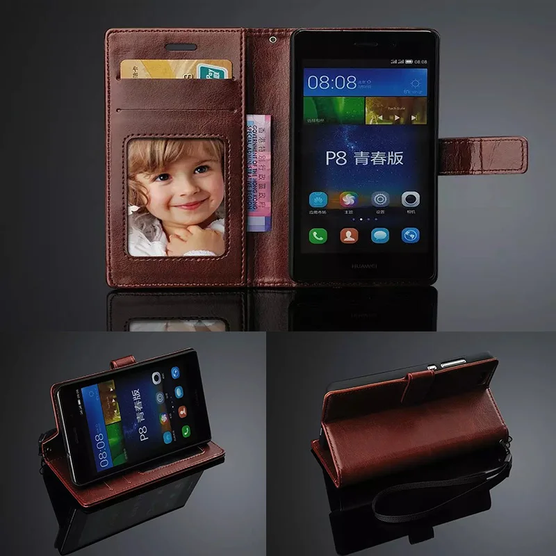 Для Huawei Ascend P8 lite 5.0 ДЮЙМОВЫЙ Высокого Качества Роскоши бумажник с Карты Держатель