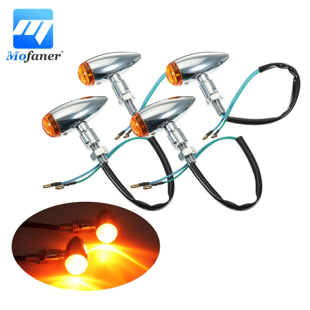 2/4 шт. Chrome Мотоцикл Пуля указатель поворота световой фонарь для Honda/Yamaha/Suzuki/Kawasaki|lamp