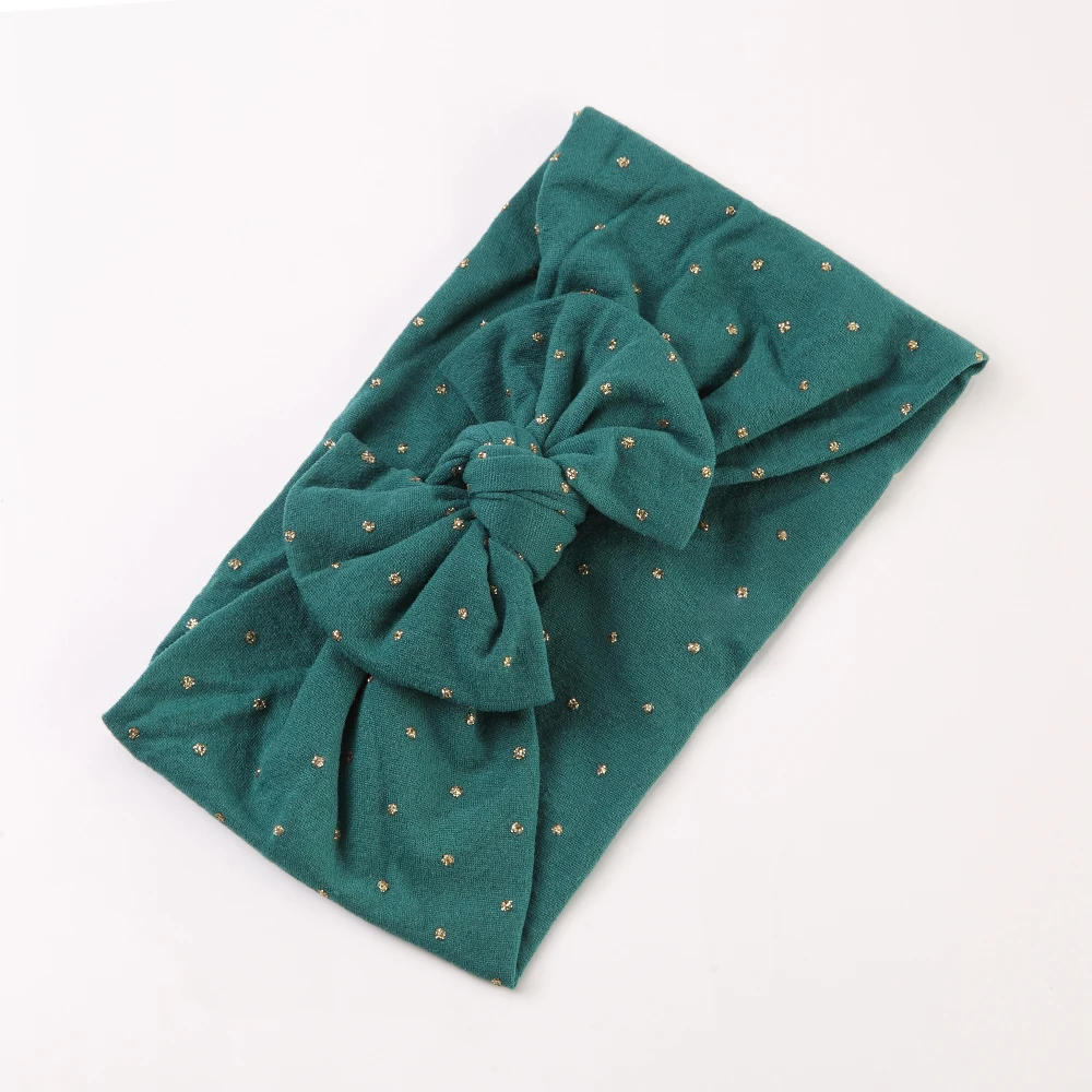 Золотая нейлоновая повязка на голову в горошек для малышей Бант бант из нейлона