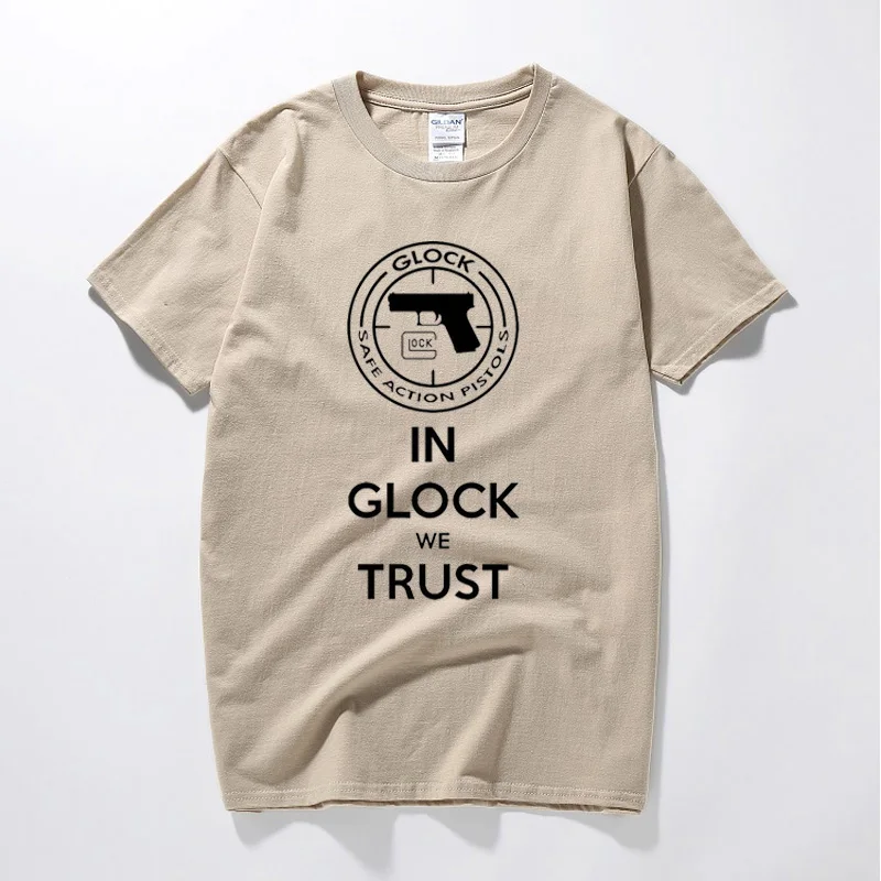 Летняя футболка Camisetas Hombre футболка Glock Handgun логотип США хлопковая футболка с короткими рукавами Топы модная футболка homme - Цвет: Хаки