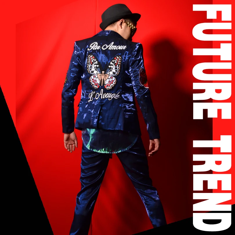 Ярко! Костюм для ночного клуба мужской певец DSDJ сапфировый синий костюм с