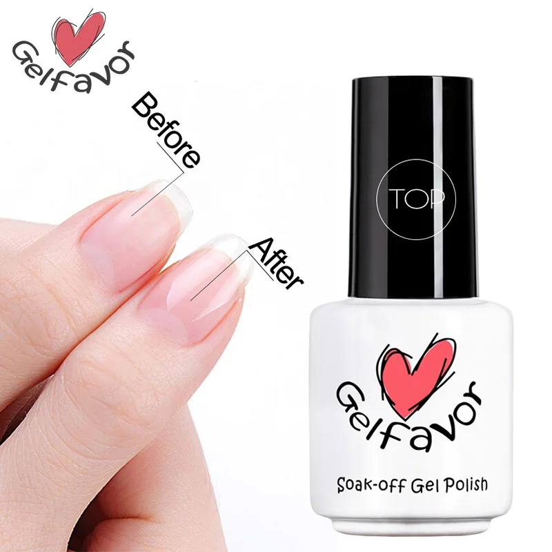 Gelfavor верхний слой прозрачный с блестками сверкающие Soak off Gel Nail Polish База Top Coat