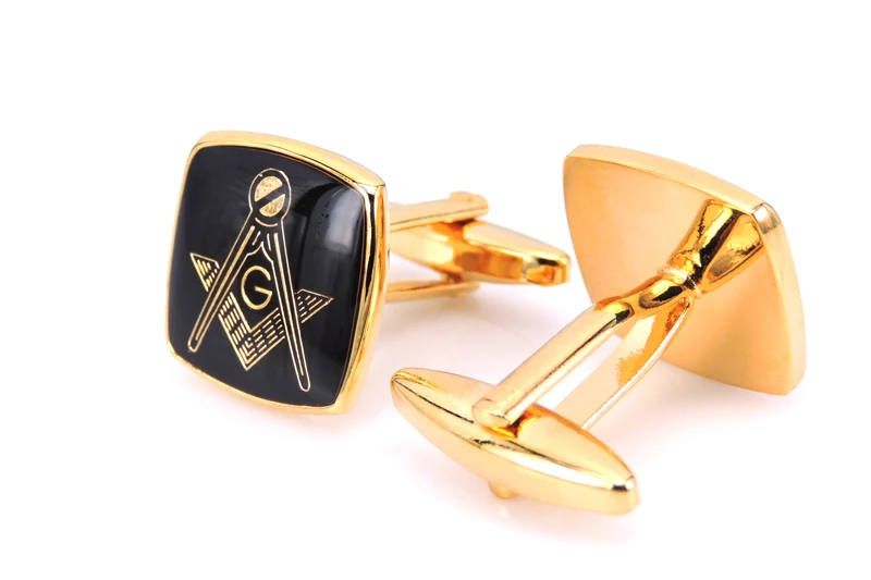 Запонки мужские золотистые масонские шпильки из нержавеющей стали для