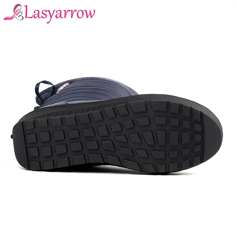Lasyarrow Down Warm Snow Boots Women Round toe Platform Thigh High Fashion Lace Up Over the Knee Wedges Botas Mujer | Обувь