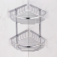 chrome finish bathroom shelves corner cosmetic bathroom accessories sus 304 stainless steel shelf rack basket wall mounted hq78