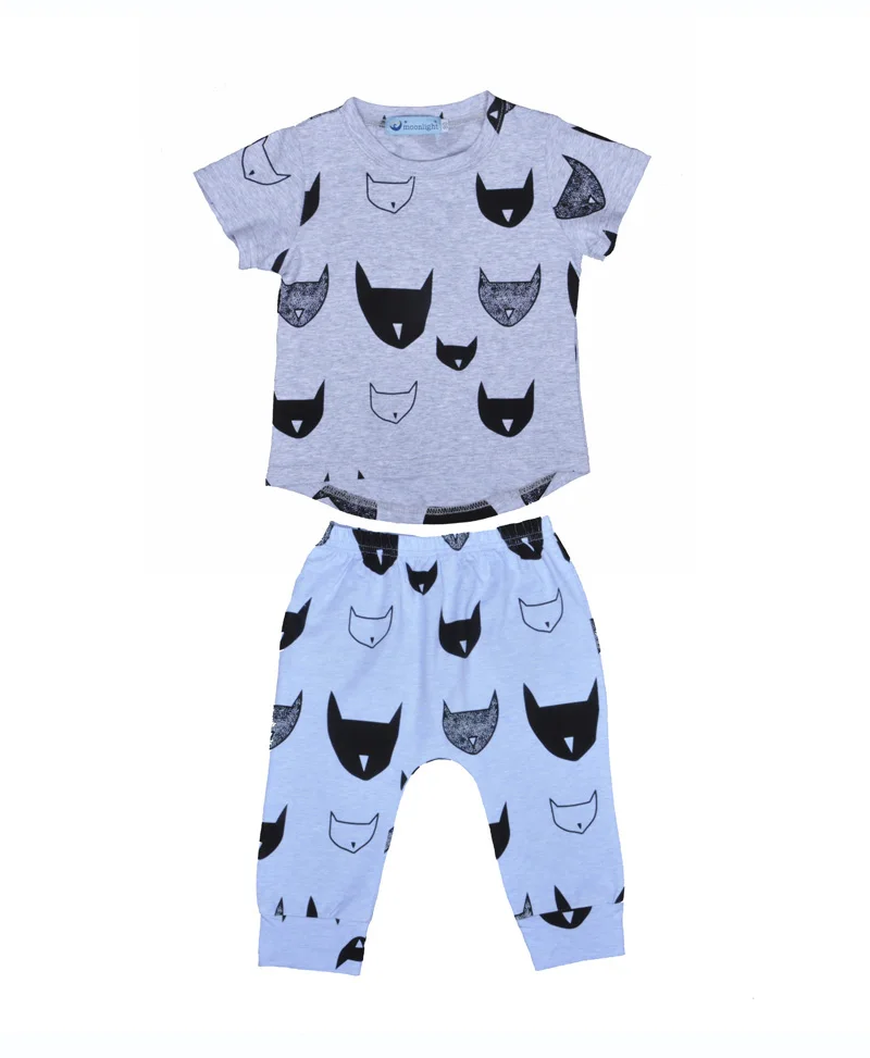 

summer boy kids clothing set 2017 cute Anime pattern t-shirt+Harem pants 2pcs kids boy clothing set brands girl boy Leisure set