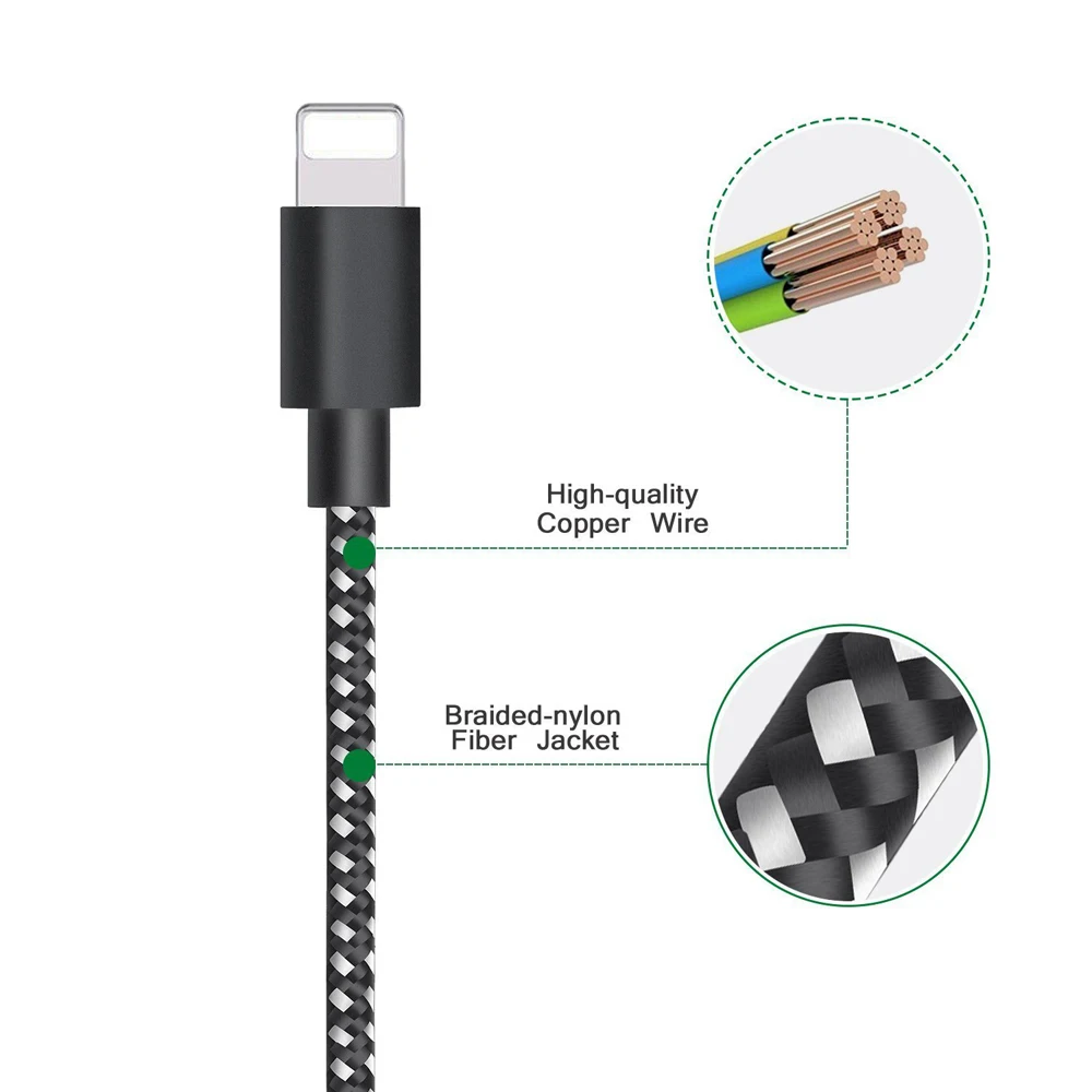 [В 3 упаковках] USB кабель 5 в 2 1 для быстрой зарядки Suntaiho нейлоновый Плетеный и