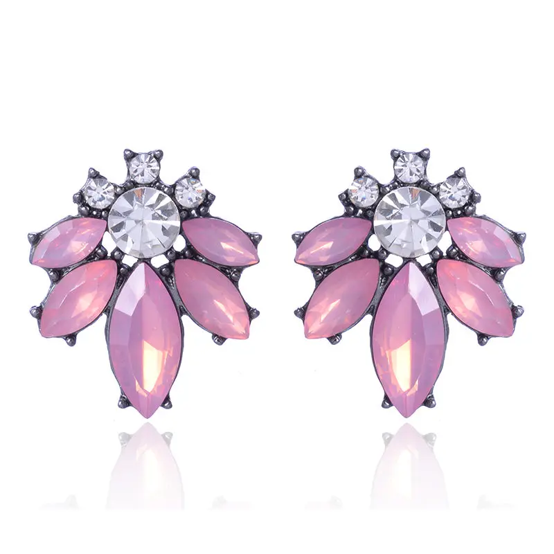 opal pink Любовь Цвет Фул Кристалл Камень Для женщин пирсинг серьги Стразы инкрустированные серебром Цвет металла серьги-гвоздики в рождественской тематике, подарок, ювелирное изделие - Окраска металла: opal pink