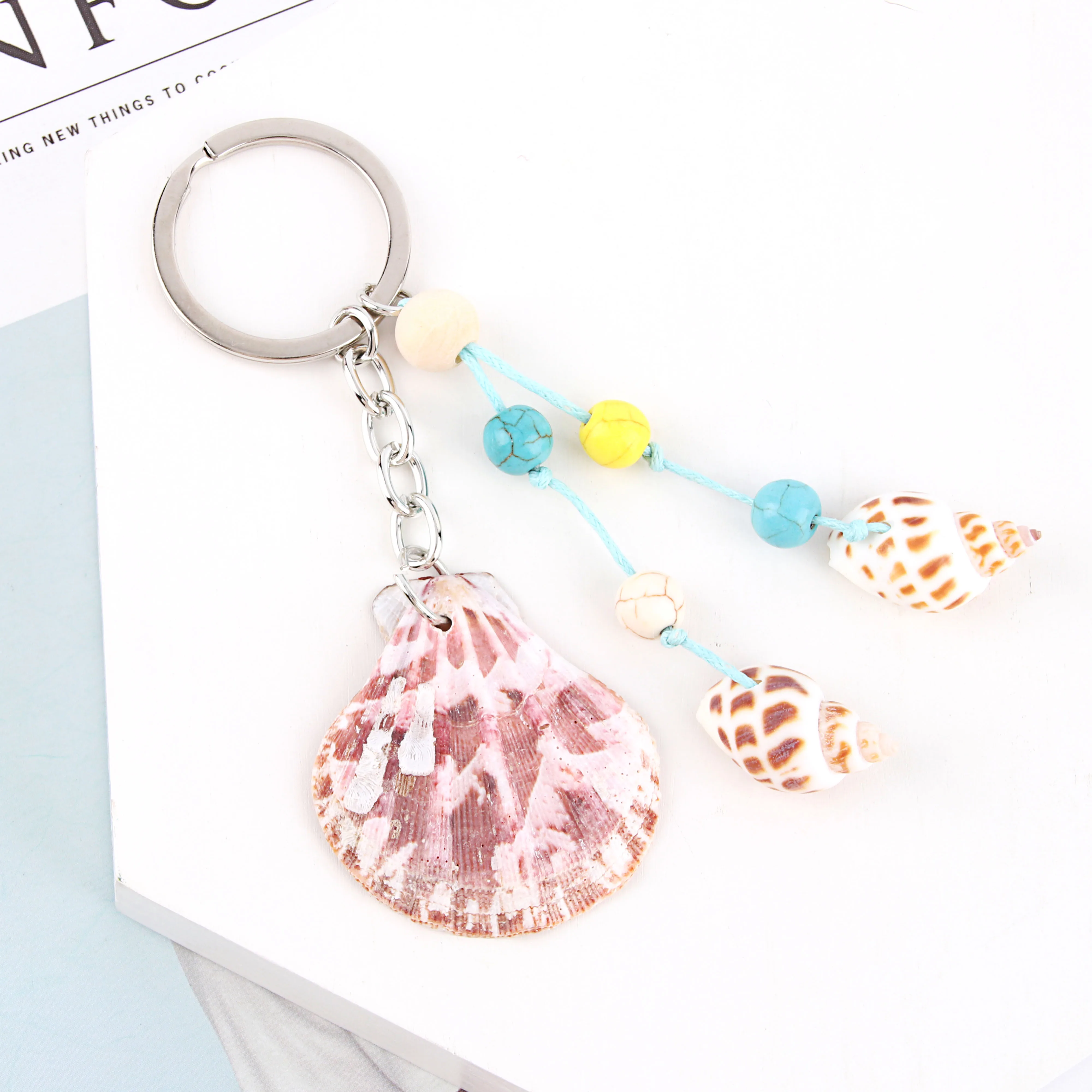 1Pc New Arrival Scallop Snail Shell Keychain Nautical Summer Vacation Pendant Key Ring Gift For Women Girls Jewlery E2474 | Украшения и