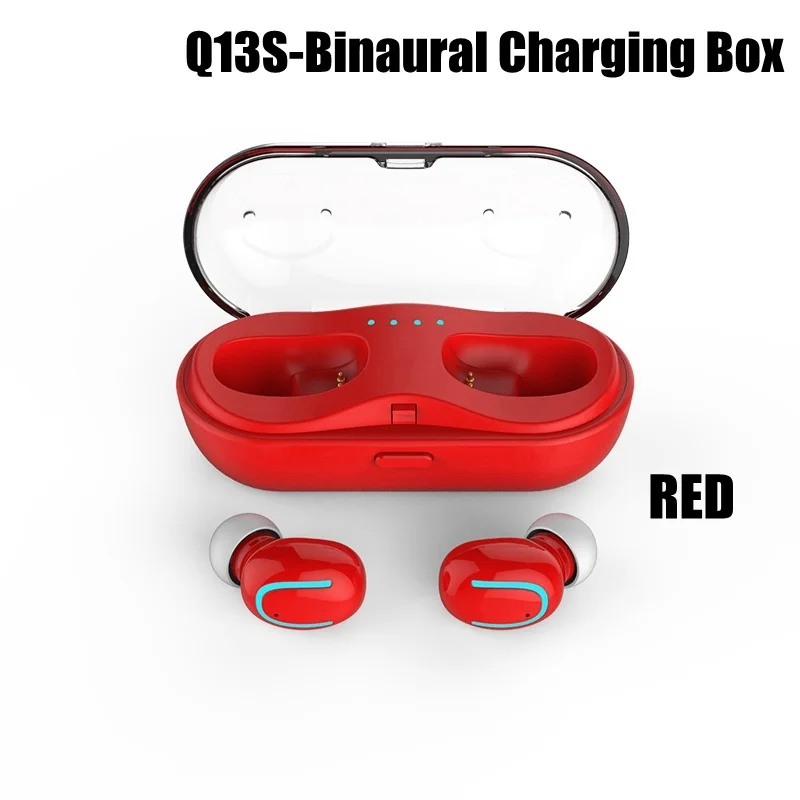 Q13S TWS-Red Bluetooth 5,0 Беспроводной гарнитура Bluetooth наушники 3D стерео звук правда Беспроводной наушники TWS наушники-вкладыши с зарядный чехол - Цвет: Q13S TWS-Red