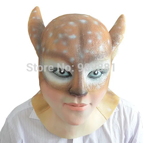 Красота олень демон Латексная Маска Жуткий Хэллоуин Животные полная голова