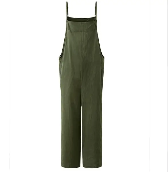 2018 Women Solid Brief Cotton Dungaree Overalls Casual Loose Vintage Bib Romper Suspender Wide Leg Long Pants Pockets Jumpsuit | Женская