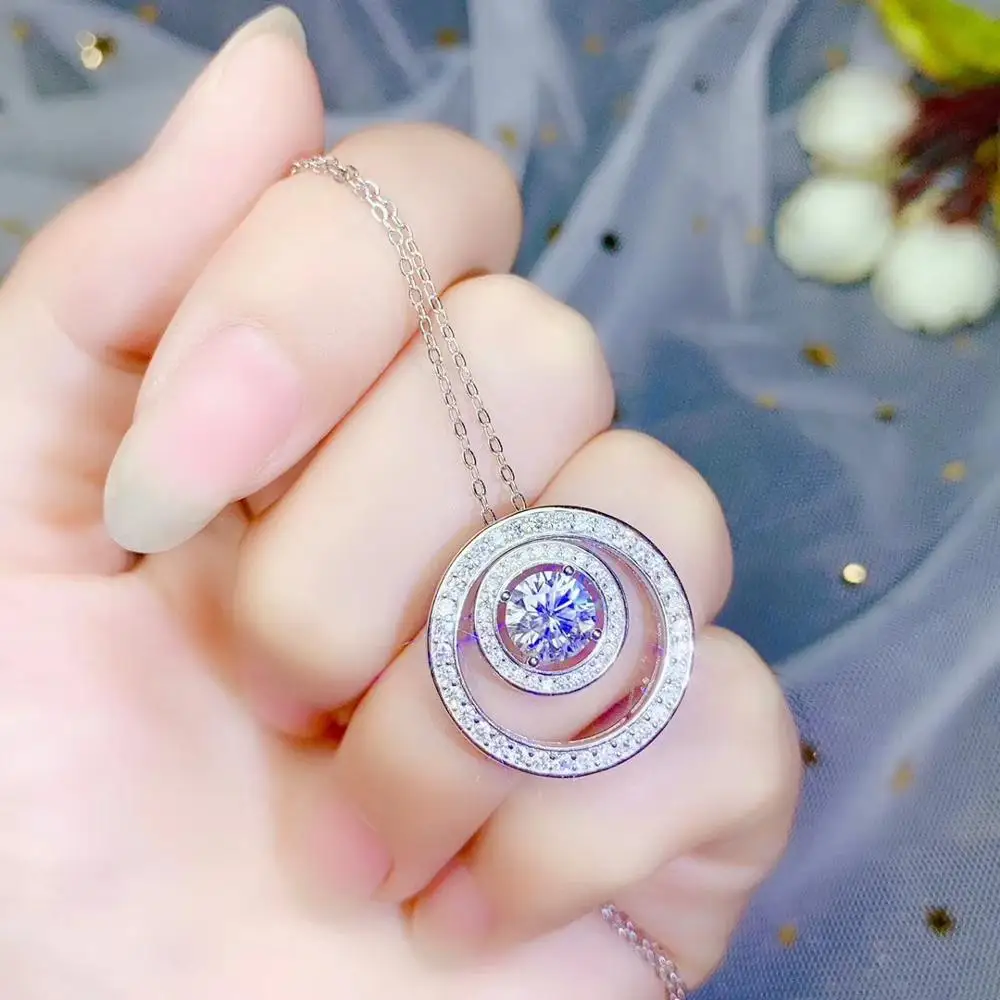 Колье moissanite 1 карат драгоценных камней два способа ношения серебро 925 пробы
