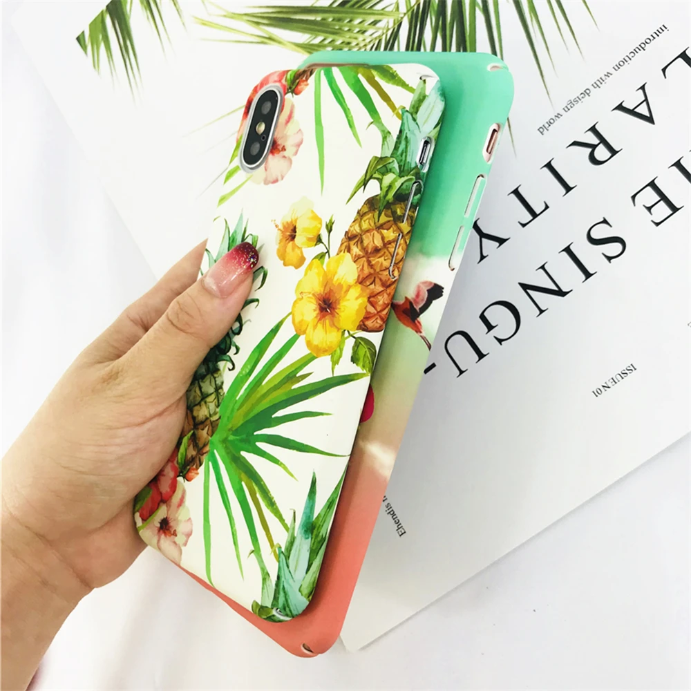 Для IPhone 6 6s 8 плюс забавная ананас Фламинго Жесткий Чехол для Iphone 7 чехол