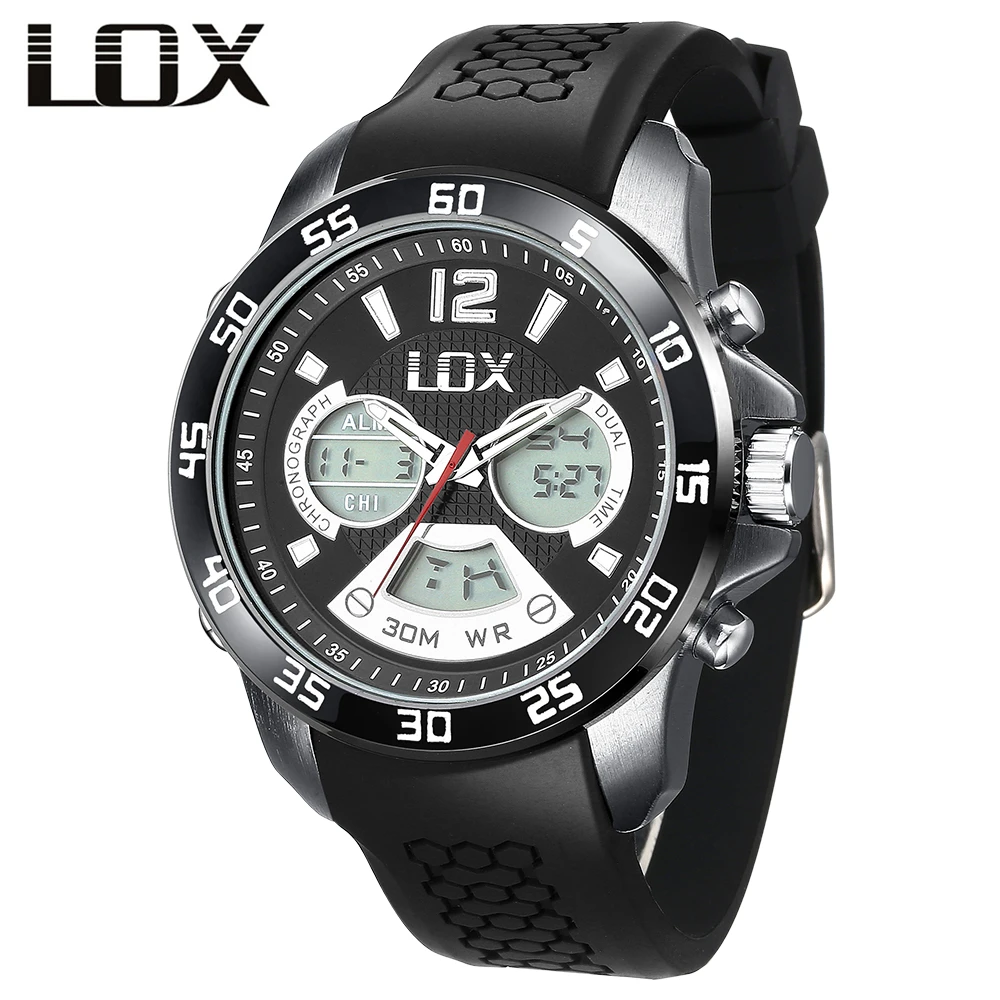 LOX мужские спортивные аналоговые цифровые часы с двойным дисплеем