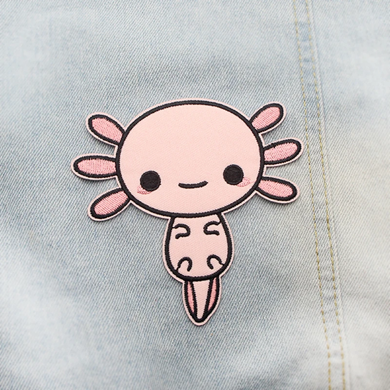 Happy Axolotl Милая аппликация патч ручной работы Железный на обуви сумка рубашка одежда для девочек аксессуары наклейки вышитые значки E0565