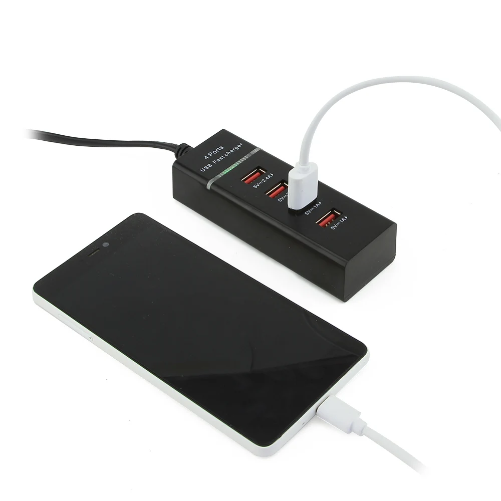 Портативное зарядное устройство usb-хаб с 4 портами настольное настенное адаптер