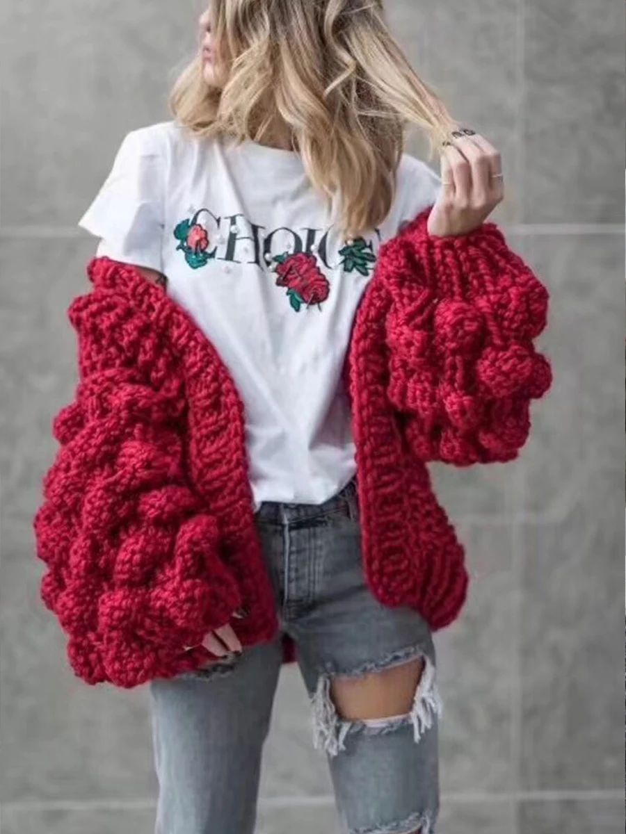 DUOUPA New fashion cardigan women's spring long-sleeved knit sweater winter 2018 solid color shirt |