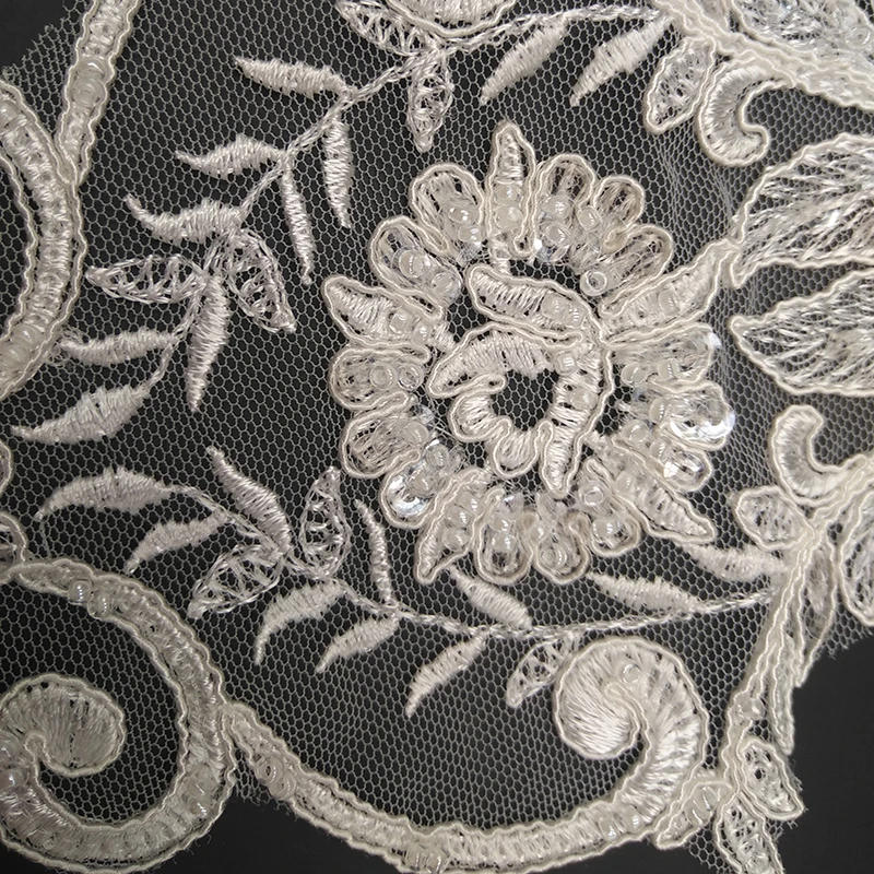 Кружевная аппликация из бисера с блестками 30*13 см|lace trim|flower lace trimembroidered flower trim |