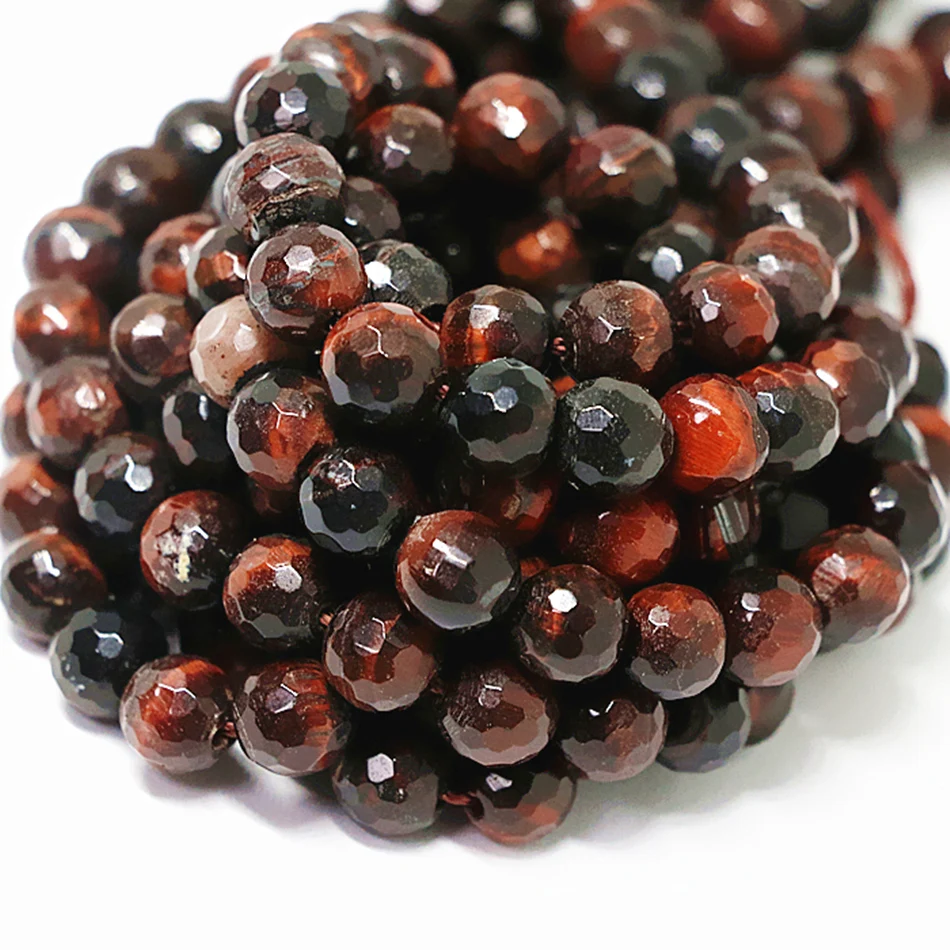 

Natural red tiger eyes stone 4mm 6mm 8mm 10mm 12mm 14mm faceted round loose beads elegant jewelrt making 15 inches A03
