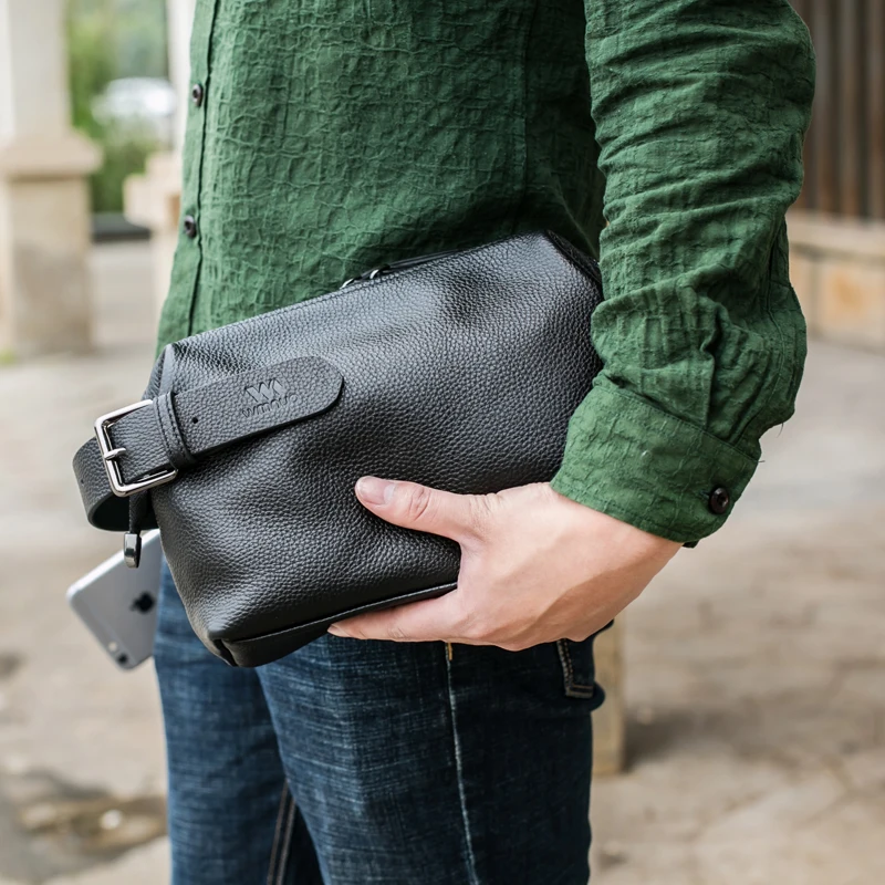 Кошелек Wmnuo мужской из натуральной кожи брендовый клатч-органайзер на молнии