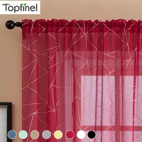 topfinel geometric nordic style window curtain decoration modern chiffon sheer curtains for living room tulle curtains drapes
