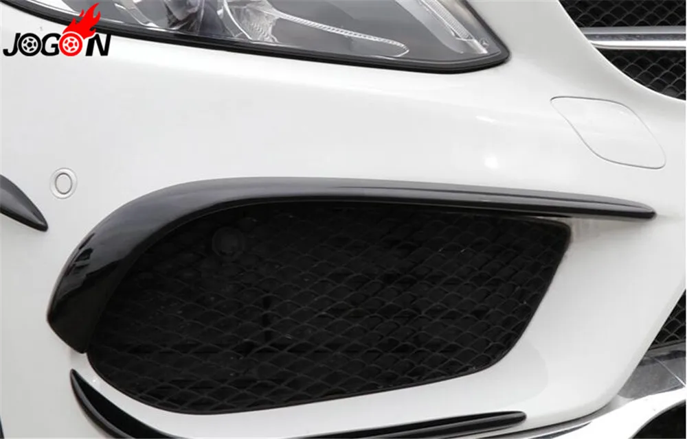 ABS черный рояль переднего бампера с Боковым Разрезом и сплиттер для Benz C Class W205 C205 спортивные