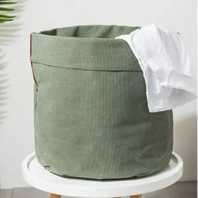 Армейский зеленый New Solid color series Folding Waterproof Laundry Hamper Clothes Storage Basket Home decoration barrel kids toy organizer bucket - Цвет: Армейский зеленый