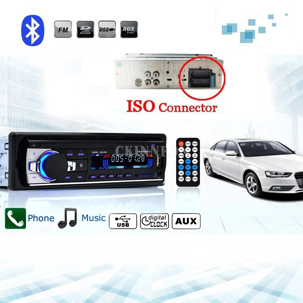 10 шт./лот JSD-520 Bluetooth V2.0 автомобильный Радио стерео аудио MP3 плеер 12 В In-dash 1 Din FM