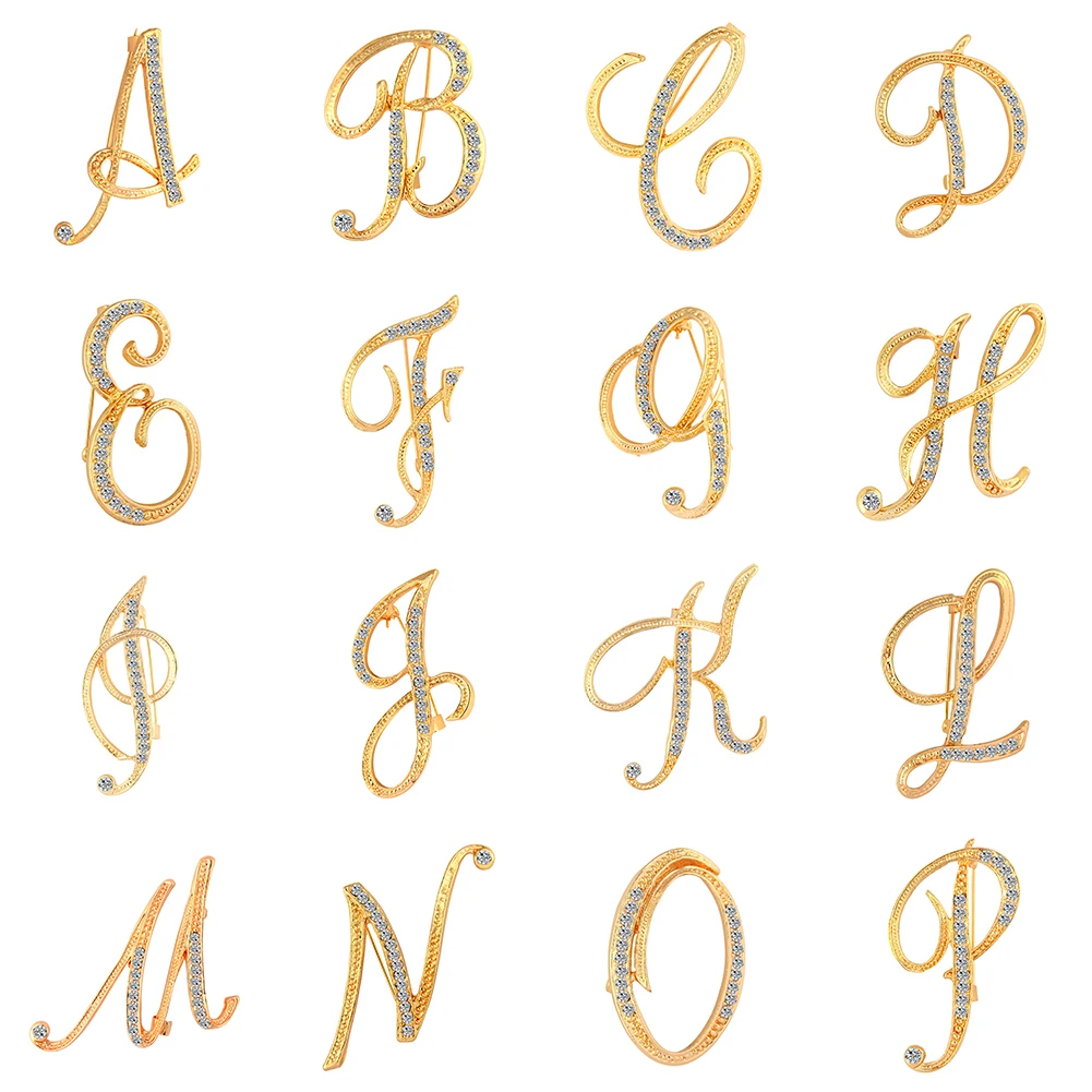 Новинка 2017 1 шт. модная брошь унисекс со стразами Английский алфавит A-Z украшение |