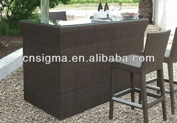 Горячая продажа открытый мебель Смола Плетеный барный столик|wicker bar table|wicker barwicker