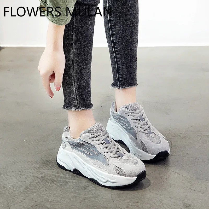 Женские кроссовки на платформе Moda Mujer Zapatos дизайнерская обувь шнуровке весна 2019 |