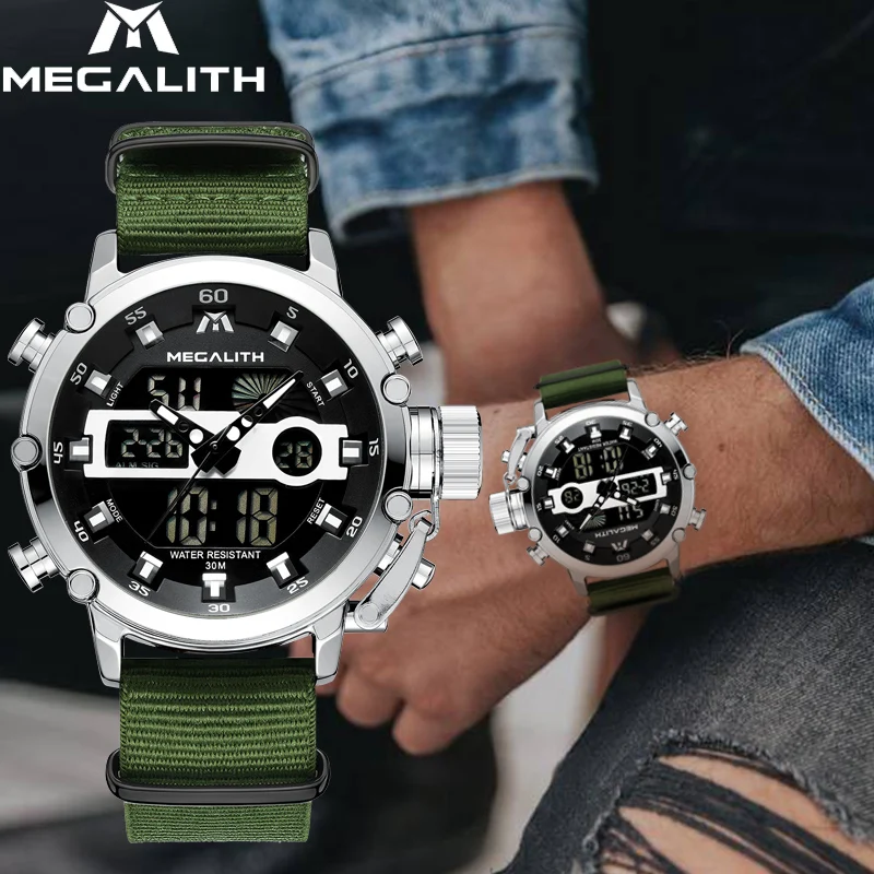 Часы наручные MEGALITH Мужские кварцевые Брендовые повседневные светящиеся
