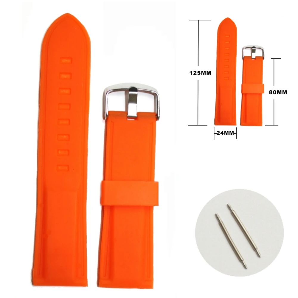 

24mm Pumpkin Orange Silicone Jelly Rubber Unisex Watch Band Straps WB1054H24JB Spring Bar and spring bar removal tool included