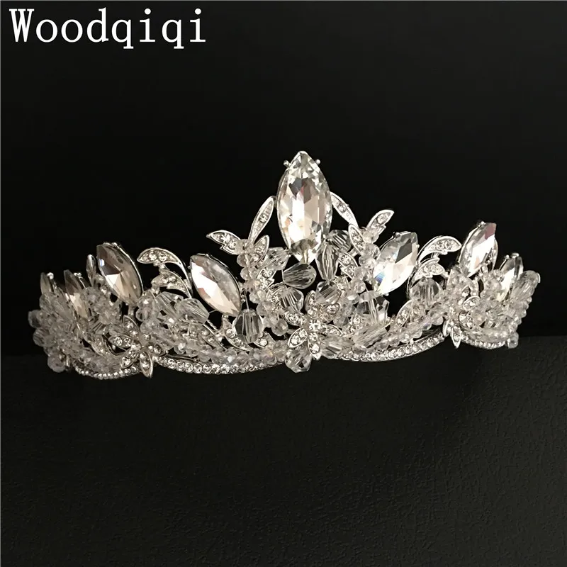 Woodqiqi Full rhinestone Tiaras Bride Crown Wedding Hair Jewelry Diadem Mariage Bijoux Coroa corona oro tiaras menina | Украшения и