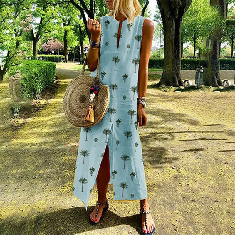 Женское прямое платье без рукавов с v образным вырезом повседневное длинное