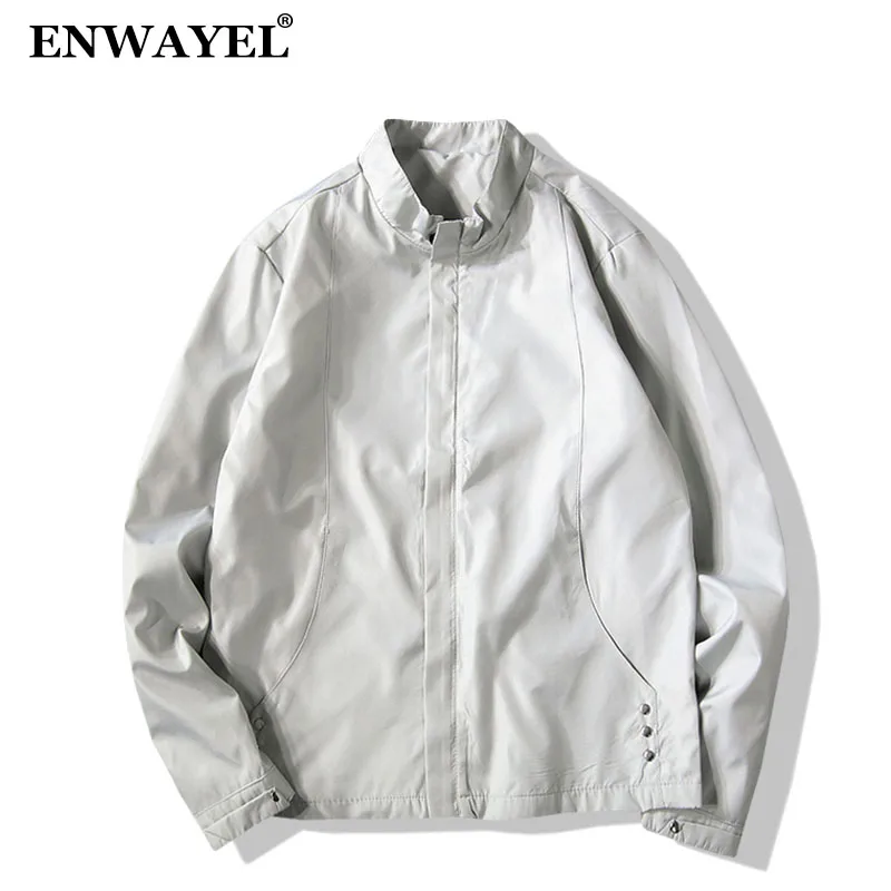 ENWAYEL 2018 осенние тонкие повседневные куртки Для мужчин пальто мода Slim Fit ветровка